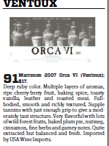 wine magazine Wine Enthusiast Around the Rhone - Orca 91/100